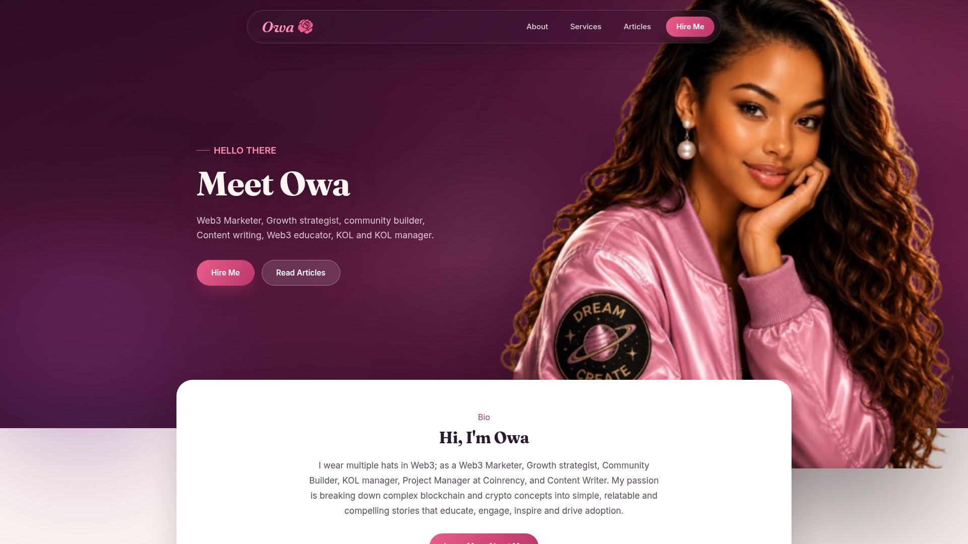 Homepage Hero section of the Owaaghedo Website
